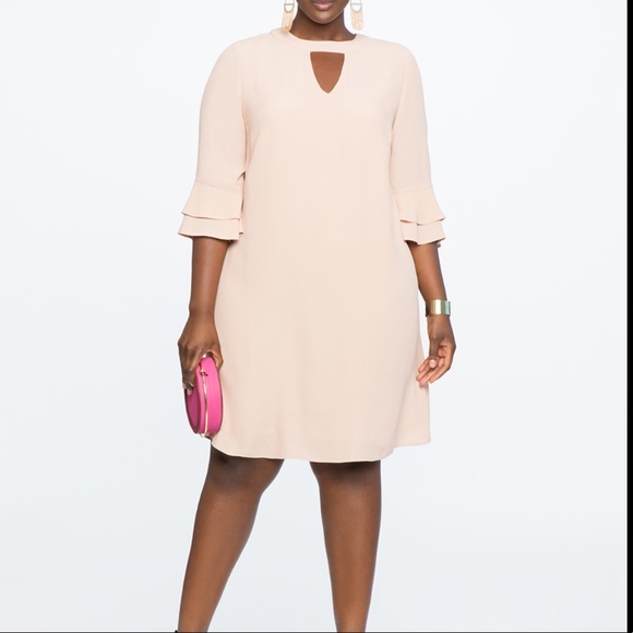 Eloquii Dresses & Skirts - ELOQUII ruffle sleeve easy blush pink dress